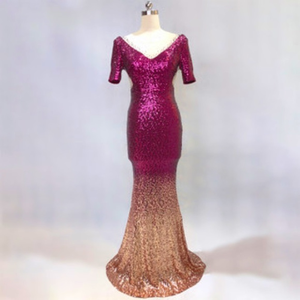 Kalinnu Elegant Formal Party Maxi Mermaid Evening Dress gown sz small new w tags